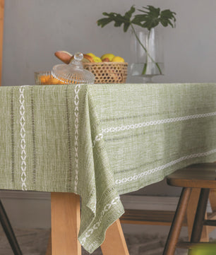 Mantel lino algodón con borlas · Mantel rectangular decorativo