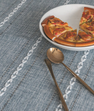 Mantel lino algodón con borlas · Mantel rectangular decorativo