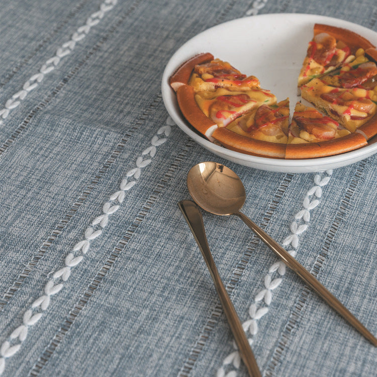 Mantel lino algodón con borlas · Mantel rectangular decorativo