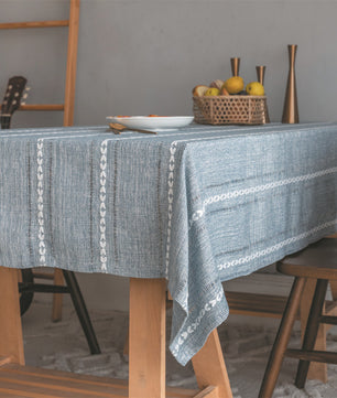 Mantel lino algodón con borlas · Mantel rectangular decorativo