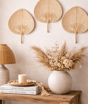 Abanico tejido Aria Palm · Hecho a mano en bambú