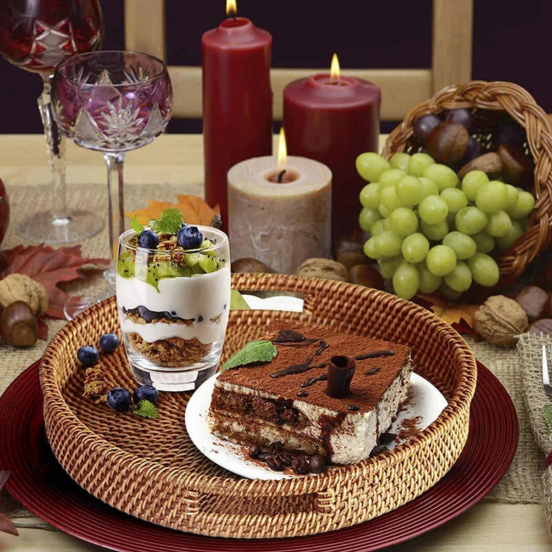 Cesta de mimbre tejida a mano, cesta de fruta, té, aperitivos, pan, caja de almacenamiento Rectangular para cosméticos, suministros de cocina para el hogar