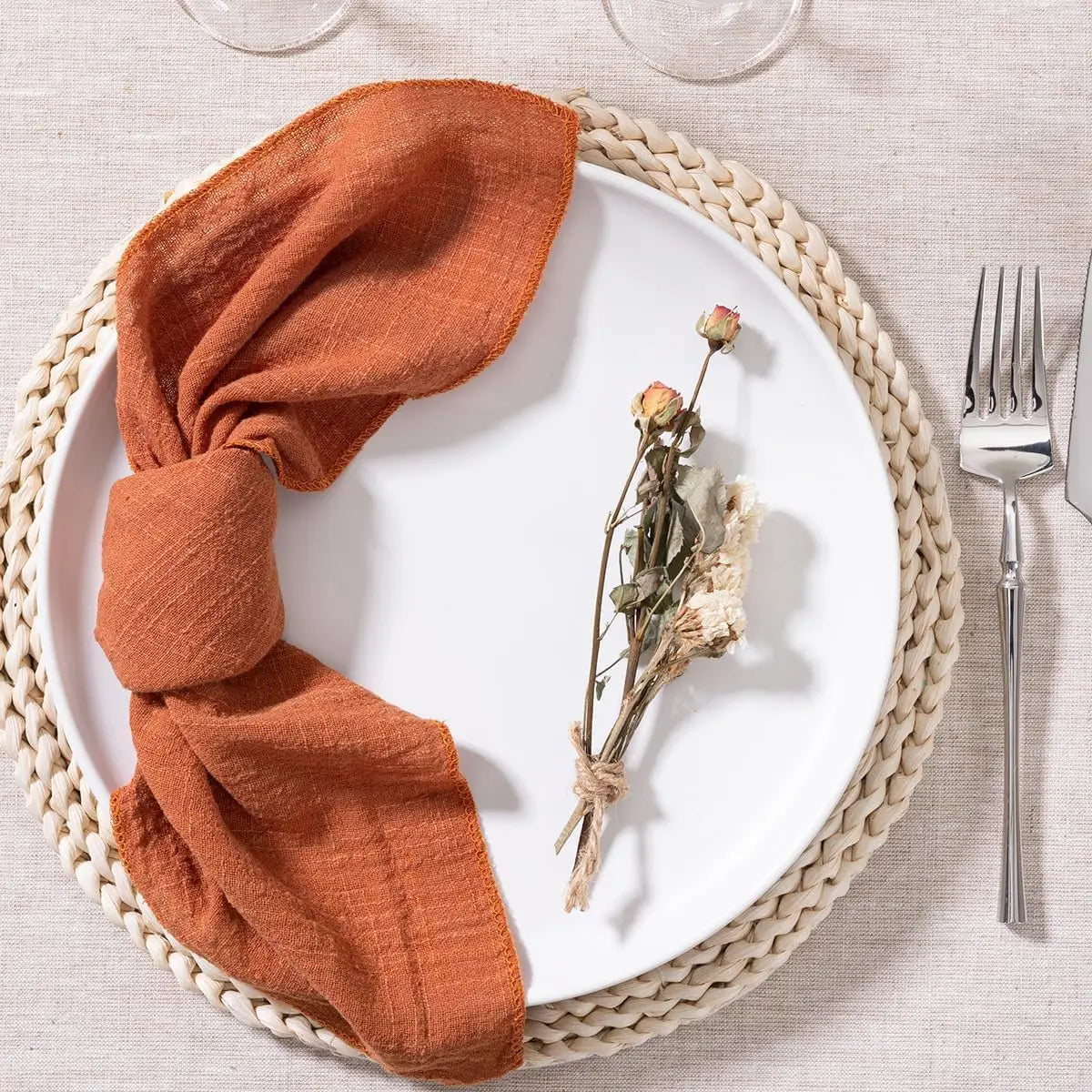 SoftHue Servilletas de algodón 32×32 cm · Set de 6 piezas reutilizables