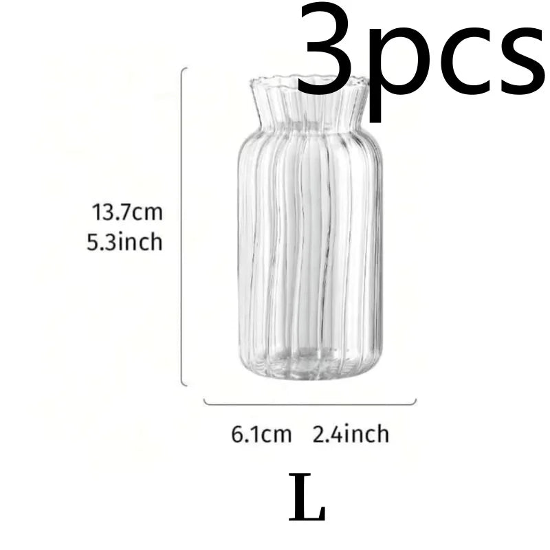 Jarrones transparentes creativos nórdicos, botella de vidrio, maceta, terrario hidropónico, contenedor de arreglo, decoración de jarrón de mesa, 1/2/3 Uds.