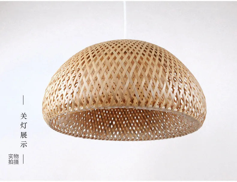 2025 Lámparas colgantes de bambú tejidas a mano estilo chino lámparas colgantes tejidas 26 cm restaurante decoración del hogar accesorios de iluminación caliente