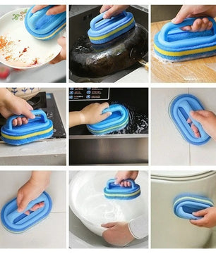 CleanGrip Scrub · Esponja de limpieza con mango · Superficie multiuso