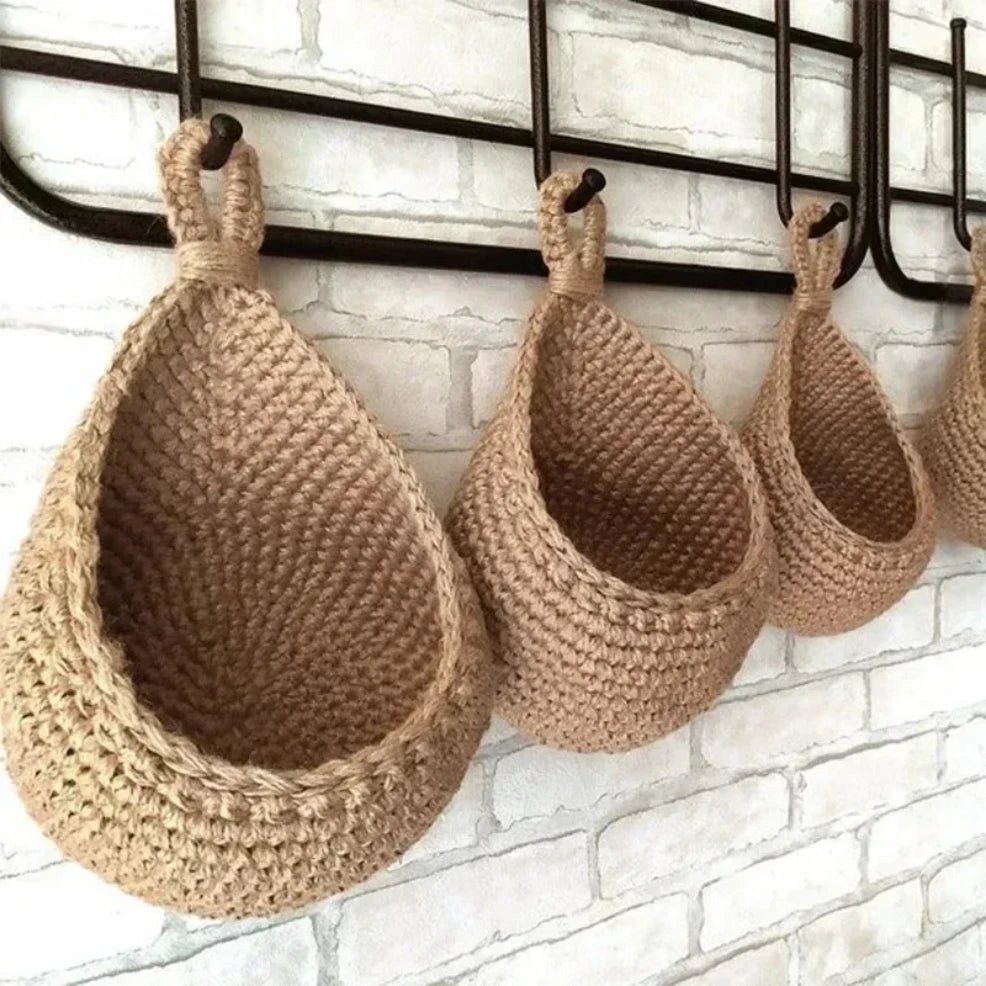 Cesta organizadora de frutas y verduras para colgar en la pared, contenedor decorativo para cocina, montaje en jardín, pared, planta, flor, cebolla, almacenamiento
