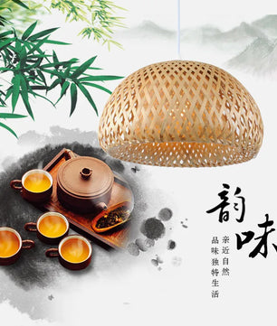 2025 Lámparas colgantes de bambú tejidas a mano estilo chino lámparas colgantes tejidas 26 cm restaurante decoración del hogar accesorios de iluminación caliente