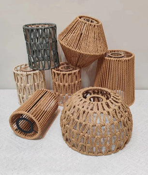 Pantalla de lámpara colgante Canyon Weave Paper Rattan-Style · Vintage rústica