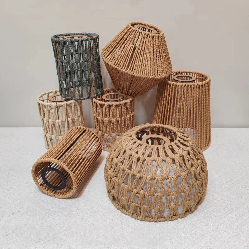 Pantalla de lámpara colgante Canyon Weave Paper Rattan-Style · Vintage rústica