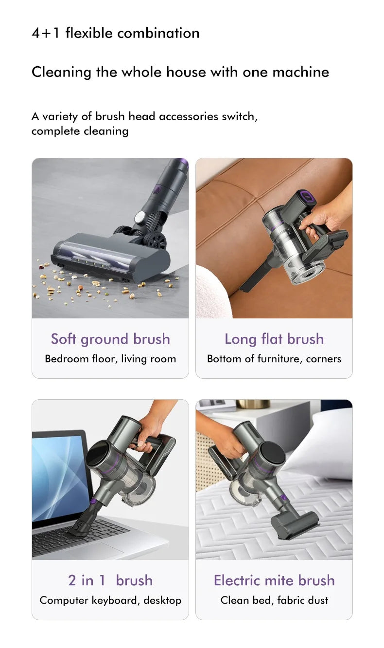 Armo V14 Aspiradora portátil inalámbrica 250W 30kpa potente aspiradora eléctrica de cuatro en uno aspiradora eléctrica sin cuerda aspiradora antiparasitario para automóviles domésticos 1.2l taza de polvo ajustable tubo