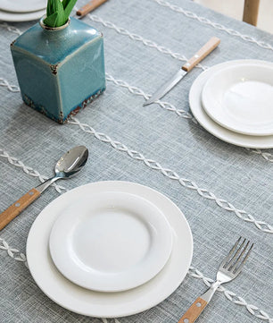 Mantel lino algodón con borlas · Mantel rectangular decorativo