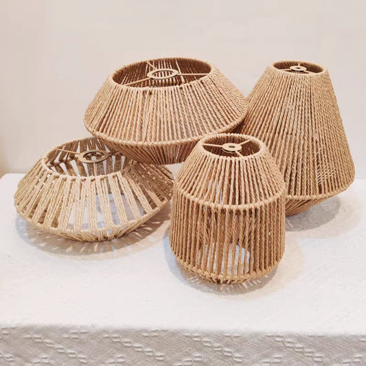 Pantalla de lámpara estilo ratán