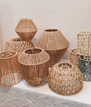 Pantalla de lámpara colgante Canyon Weave Paper Rattan-Style · Vintage rústica