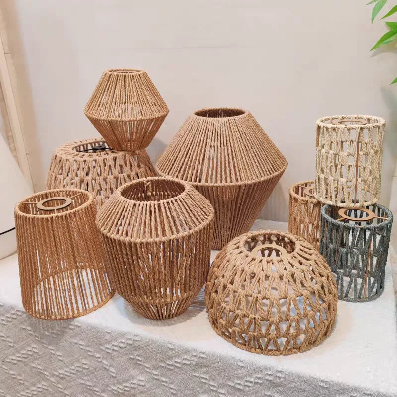 Pantalla de lámpara colgante Canyon Weave Paper Rattan-Style · Vintage rústica