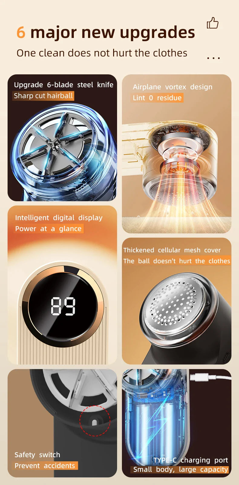 Quitapelusas eléctrico SoftGuard · Recargable USB