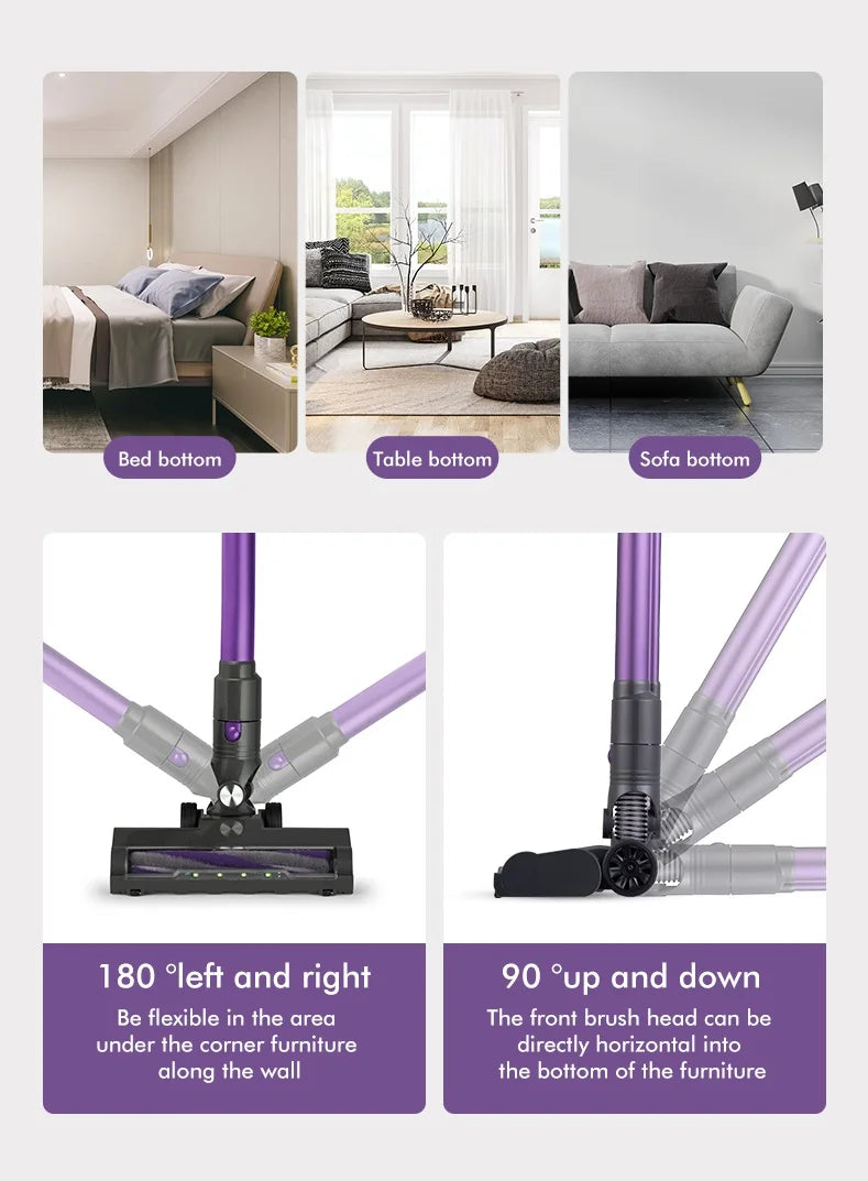 Armo V14 Aspiradora portátil inalámbrica 250W 30kpa potente aspiradora eléctrica de cuatro en uno aspiradora eléctrica sin cuerda aspiradora antiparasitario para automóviles domésticos 1.2l taza de polvo ajustable tubo