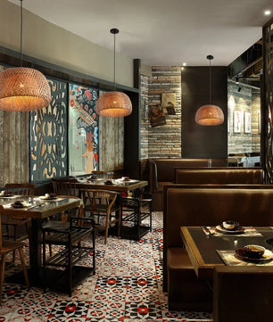 2025 Lámparas colgantes de bambú tejidas a mano estilo chino lámparas colgantes tejidas 26 cm restaurante decoración del hogar accesorios de iluminación caliente