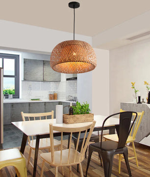 2025 Lámparas colgantes de bambú tejidas a mano estilo chino lámparas colgantes tejidas 26 cm restaurante decoración del hogar accesorios de iluminación caliente