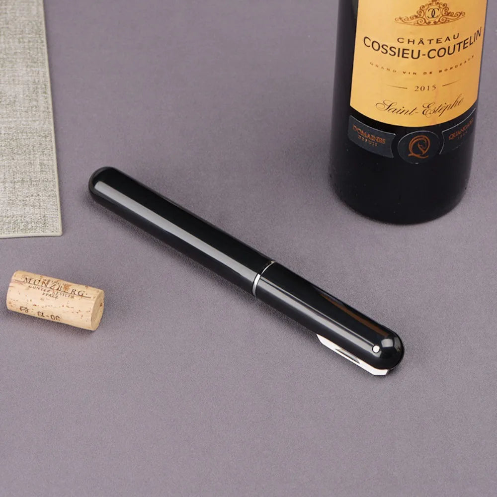 Sacacorchos portátil · Abridor de vino compacto en acero