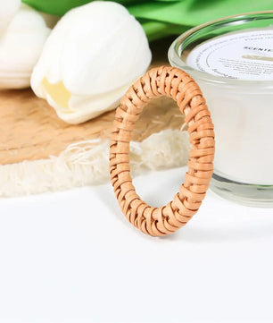 Anillo de servilleta transfronterizo, nueva hebilla de servilleta tejida de madera, anillo de servilleta de ratán creativo, mesa de restaurante de Hotel Amazon