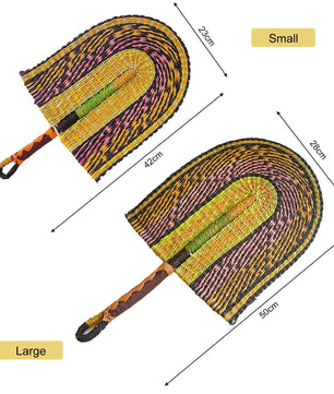 Abanico tejido de algas marinas para decoración de pared, abanico de paja de mano resistente, estilo nórdico, africano, portátil, ideal para fiesta