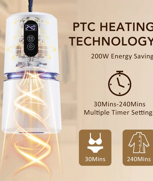 WarmShell Secador de ropa portátil · Manos libres con enchufe chileno