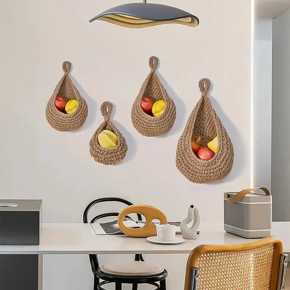 Cesta organizadora de frutas y verduras para colgar en la pared, contenedor decorativo para cocina, montaje en jardín, pared, planta, flor, cebolla, almacenamiento