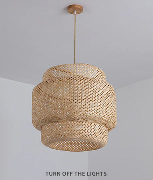 LoomLayer Pantalla de lámpara colgante · Bambú tejido natural