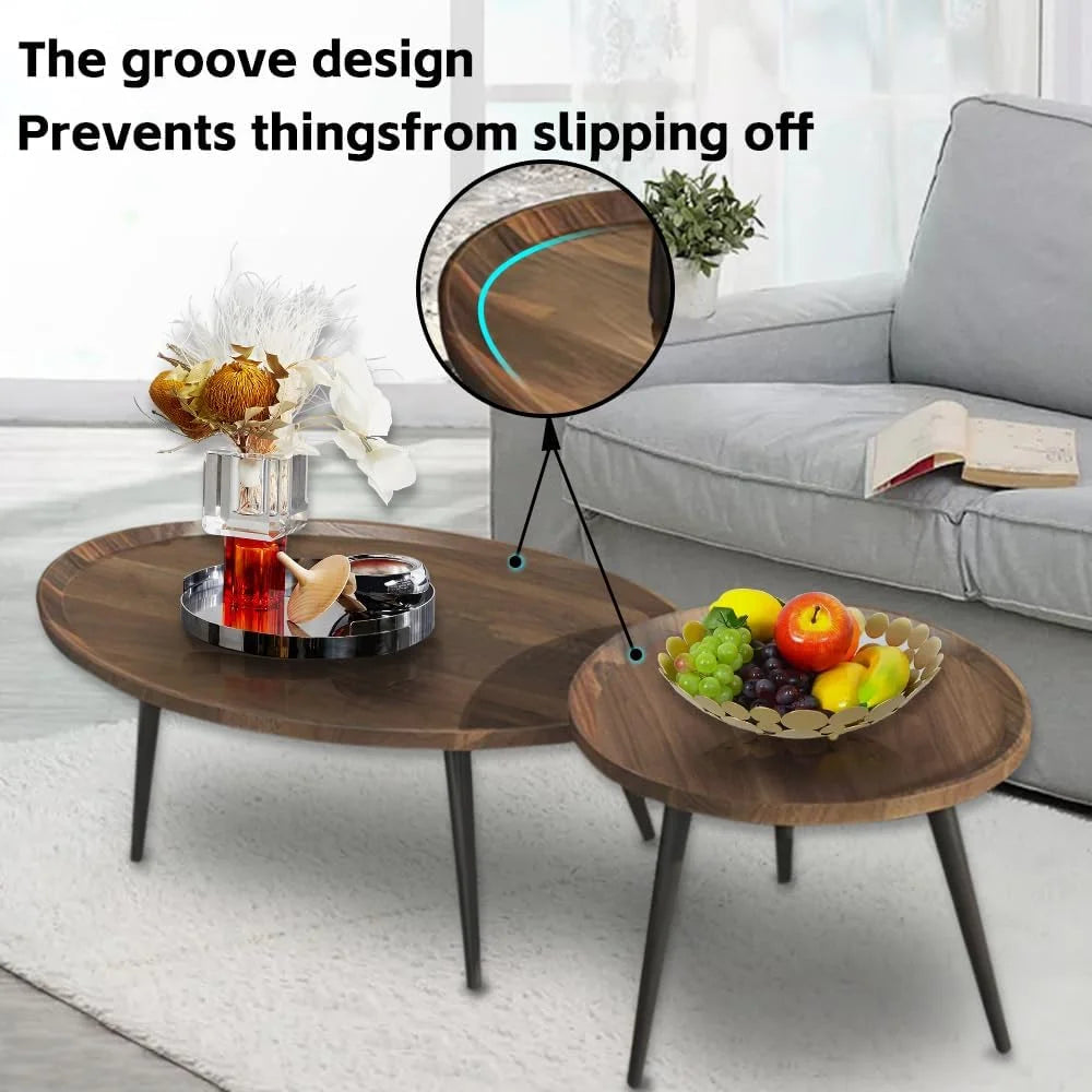 Juego Mesa De Centro Living Vanguardia Madera Nactural