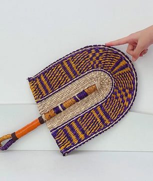 Abanico tejido de algas marinas para decoración de pared, abanico de paja de mano resistente, estilo nórdico, africano, portátil, ideal para fiesta