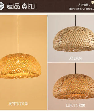 2025 Lámparas colgantes de bambú tejidas a mano estilo chino lámparas colgantes tejidas 26 cm restaurante decoración del hogar accesorios de iluminación caliente
