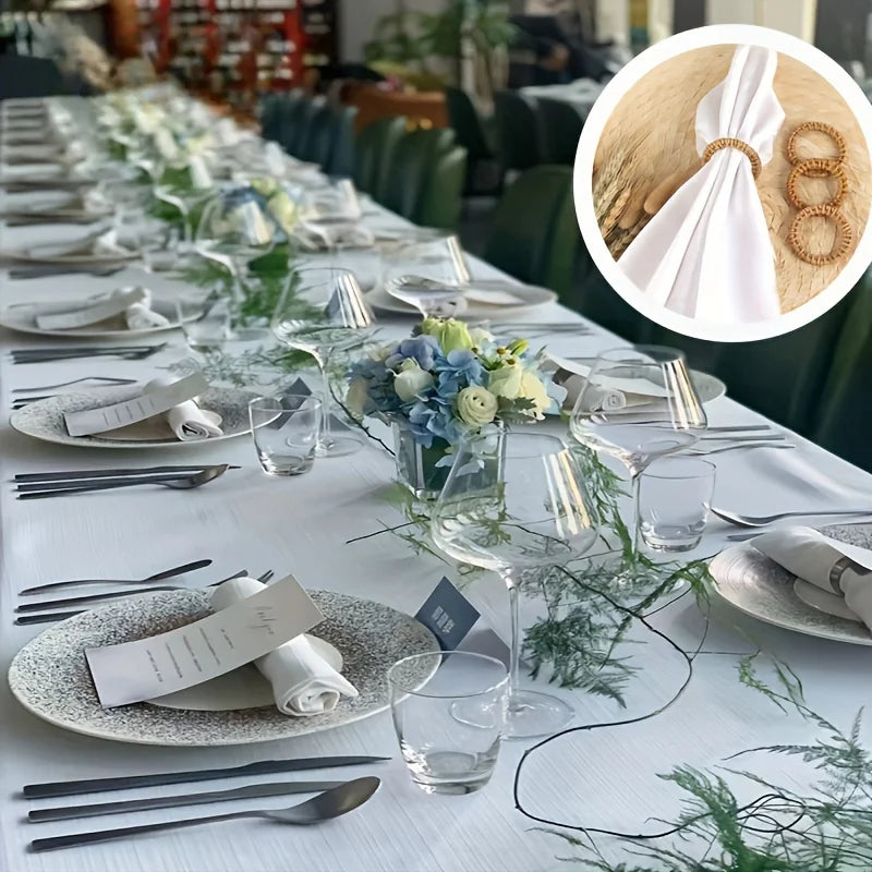 Anillo de servilleta transfronterizo, nueva hebilla de servilleta tejida de madera, anillo de servilleta de ratán creativo, mesa de restaurante de Hotel Amazon