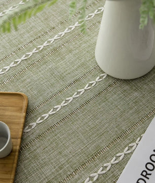 Mantel lino algodón con borlas · Mantel rectangular decorativo