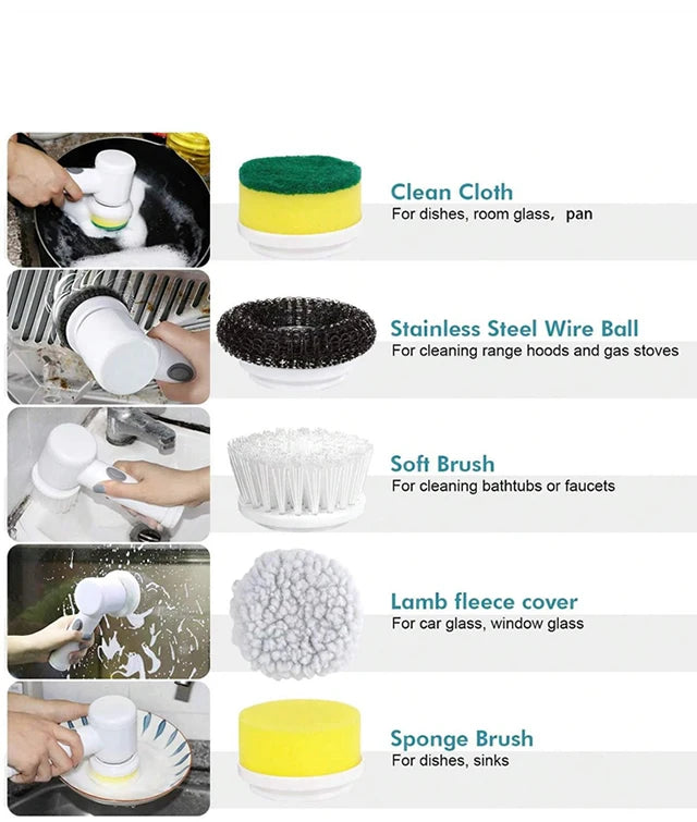 Cepillo de limpieza eléctrico multiusos, utensilios de cocina, cepillos para el cabello, escoba de baño, inodoro, fregonas giratorias inalámbricas para el hogar