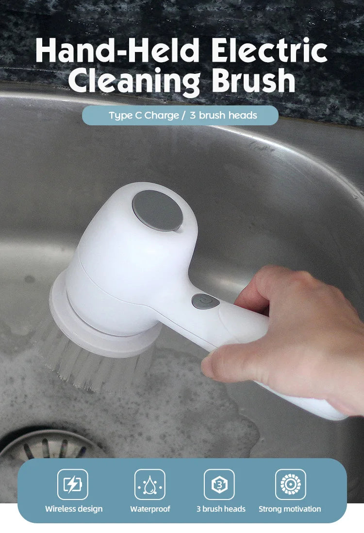 Limpiador de cepillo eléctrico multifuncional 3 en 1, cepillo de limpieza giratorio para fregadero de baño, cocina, ventana, Coche