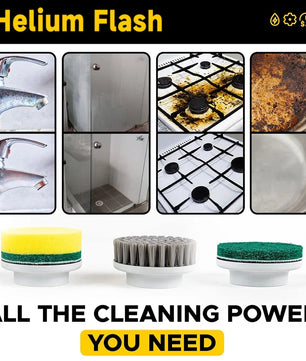 Helium Flash Brush Cepillo eléctrico multiuso inalámbrico · 5 cabezales intercambiables