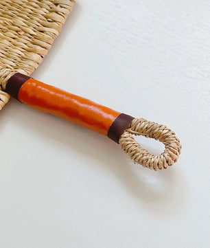 Abanico tejido de algas marinas para decoración de pared, abanico de paja de mano resistente, estilo nórdico, africano, portátil, ideal para fiesta