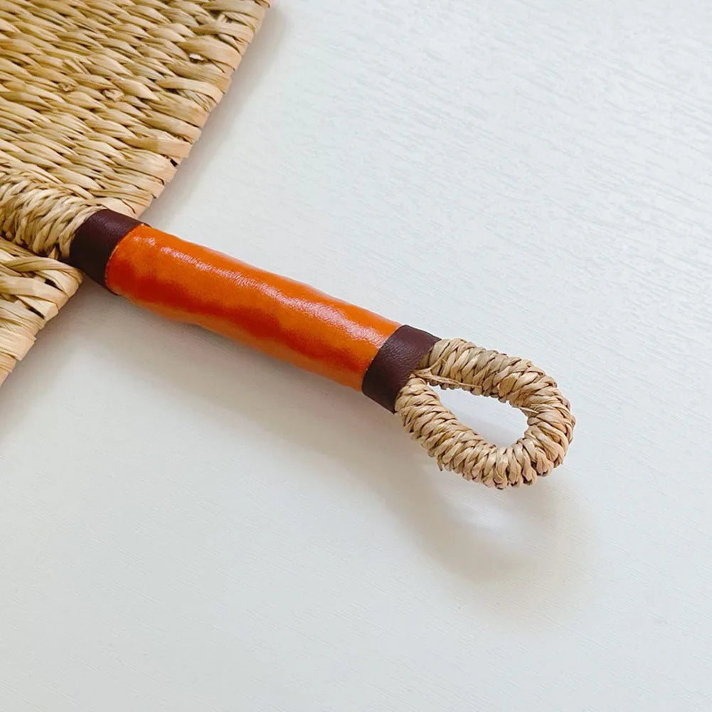 Abanico tejido de algas marinas para decoración de pared, abanico de paja de mano resistente, estilo nórdico, africano, portátil, ideal para fiesta