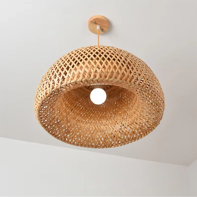 LoomLayer Pantalla de lámpara colgante · Bambú tejido natural