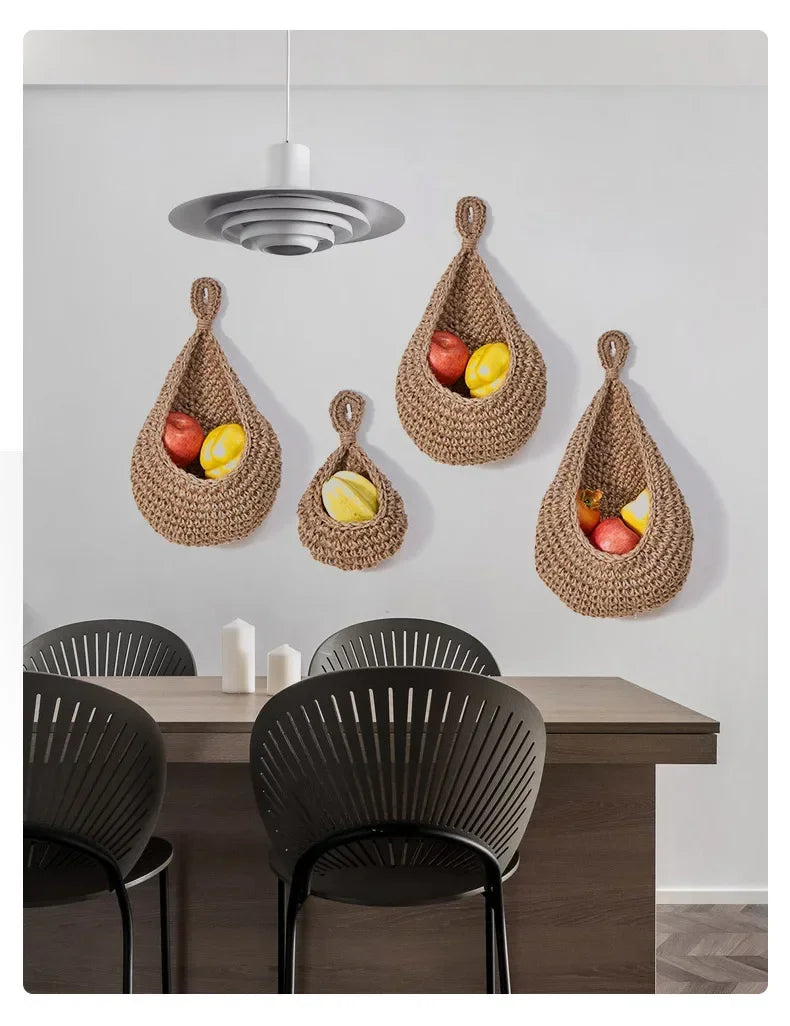 Cesta organizadora de frutas y verduras para colgar en la pared, contenedor decorativo para cocina, montaje en jardín, pared, planta, flor, cebolla, almacenamiento