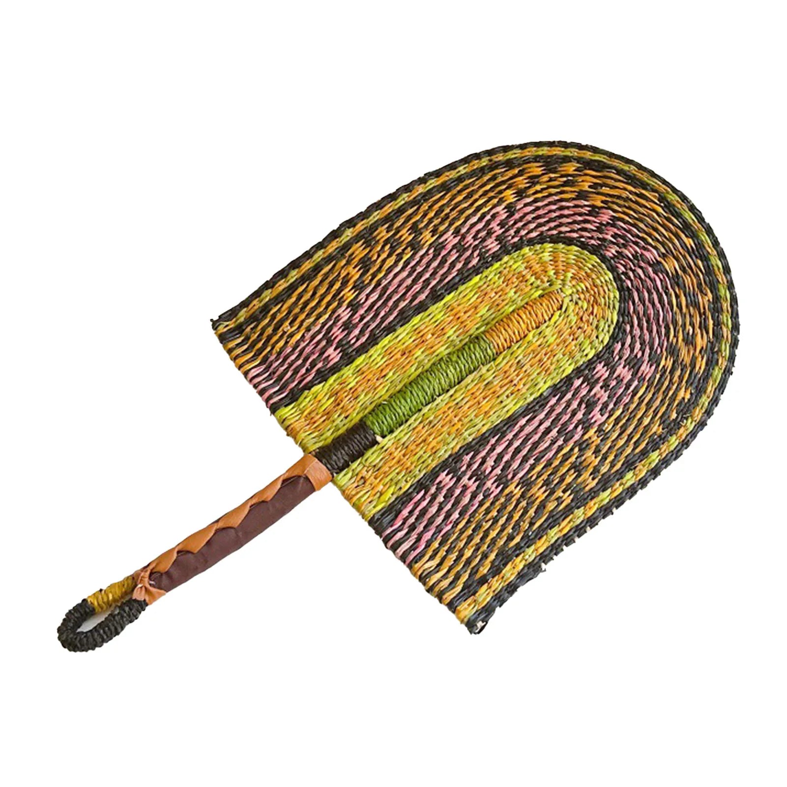 Abanico tejido de algas marinas para decoración de pared, abanico de paja de mano resistente, estilo nórdico, africano, portátil, ideal para fiesta