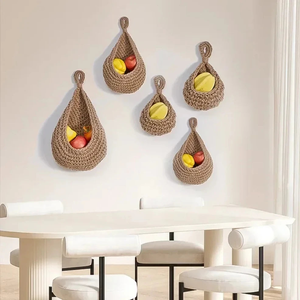 Cesta organizadora de frutas y verduras para colgar en la pared, contenedor decorativo para cocina, montaje en jardín, pared, planta, flor, cebolla, almacenamiento