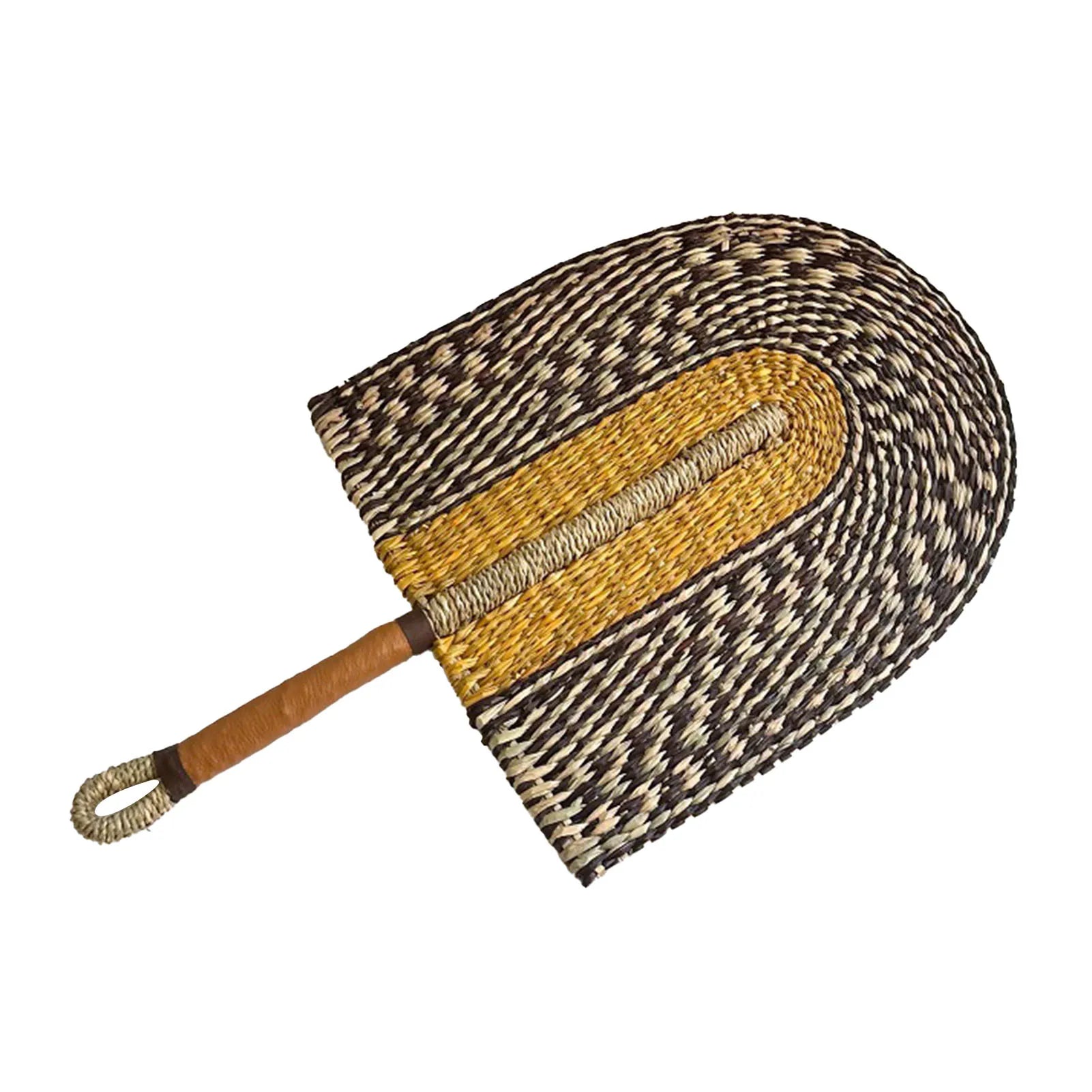 Abanico tejido de algas marinas para decoración de pared, abanico de paja de mano resistente, estilo nórdico, africano, portátil, ideal para fiesta