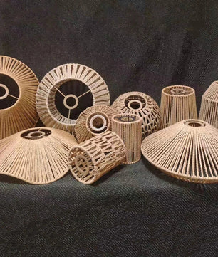 Pantalla de lámpara colgante Canyon Weave Paper Rattan-Style · Vintage rústica