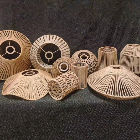 Pantalla de lámpara colgante Canyon Weave Paper Rattan-Style · Vintage rústica