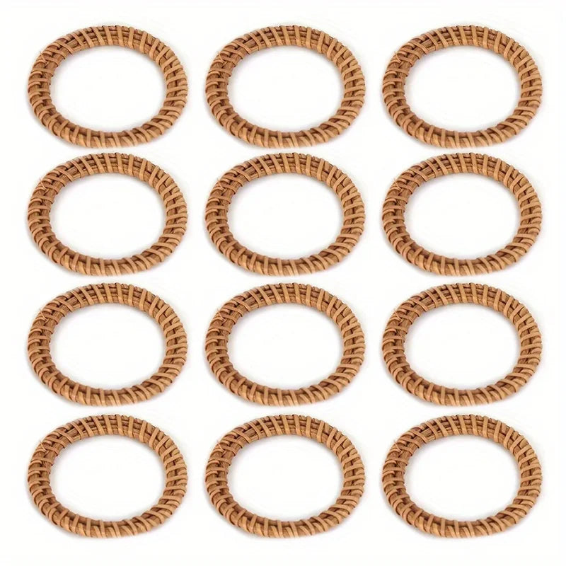 Anillo de servilleta transfronterizo, nueva hebilla de servilleta tejida de madera, anillo de servilleta de ratán creativo, mesa de restaurante de Hotel Amazon