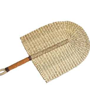 Abanico tejido de algas marinas para decoración de pared, abanico de paja de mano resistente, estilo nórdico, africano, portátil, ideal para fiesta