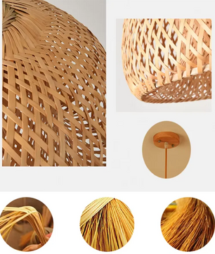 LoomLayer Pantalla de lámpara colgante · Bambú tejido natural