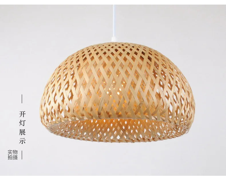 2025 Lámparas colgantes de bambú tejidas a mano estilo chino lámparas colgantes tejidas 26 cm restaurante decoración del hogar accesorios de iluminación caliente